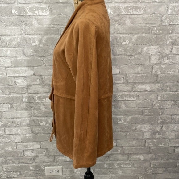 Thread & Supply Camel Faux Soft Suede Drape Jacket - Picture 3 of 6